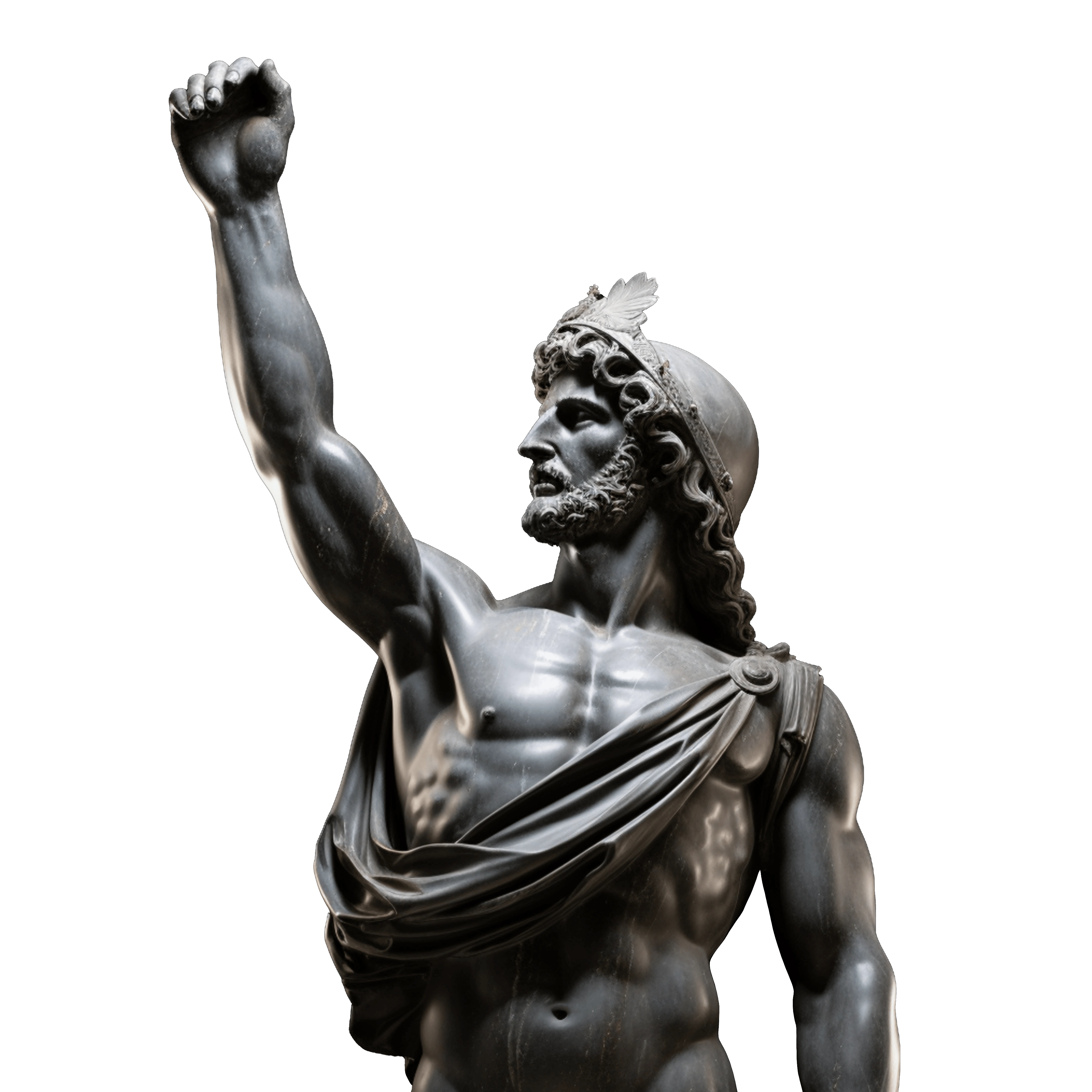 A roman statue made out of black marble celebrating